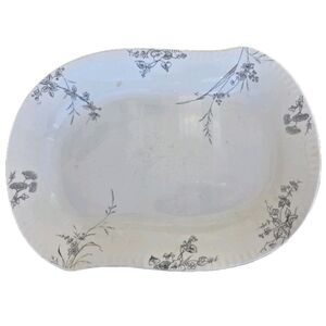 Johnson Brothers Rosedale 14" Oval Porcelain Serving Platter White Gray Antique